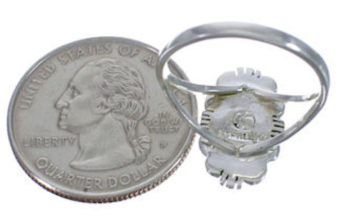 Silver Multicolor Pueblo Design Ring Size 7-1/4 TX41354